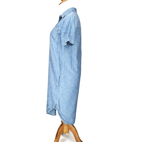 GAP Chambray Popover Denim Shirt Dress in Indigo 100% Cotton Size XS Petite - Picture 3 of 12